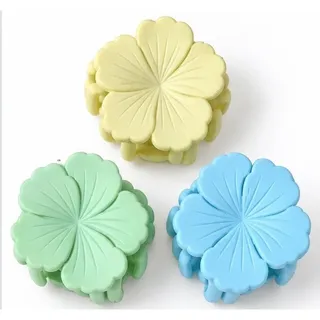 Photo of Set of 3 Matte Flower Hair Claw Clips Pastel Blue Green Yellow Floral Y2K