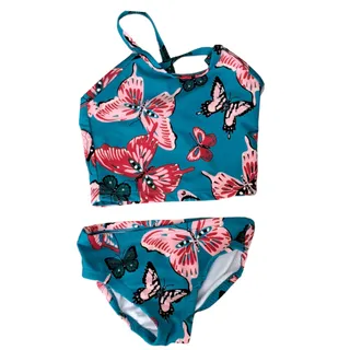 Photo of Hanna Andersson Girls Blue Butterfly 2 Piece Tankini Swim Set Size 2T 85 CM