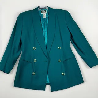 Photo of Morgan Taylor TNT Vintage 100% Wool Teal Double Breasted Blazer Women’s Size 10