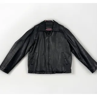 Photo of Franklin Allen Genuine Leather Jacket Men’s Large L Black Full Zip Classic Coat