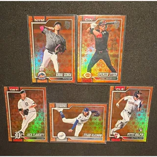 Photo of 2026 Topps Flagship Baseball Orange Sun Holo Foil Parallels Lot