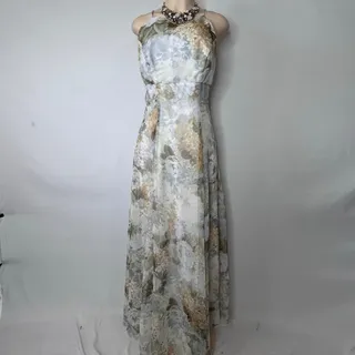 Photo of Vintage 90s Pastel Floral Open Back Maxi Dress Romantic Cottagecore Formal Gown