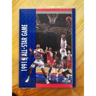 Photo of 1991-1992 Fleer #238 Michael Jordan - All Star Game - Magic Johnson & Barkley