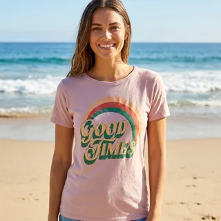 Photo of Rainbow Top With Good Times Graphic Tee Shirt SmallNWOT
