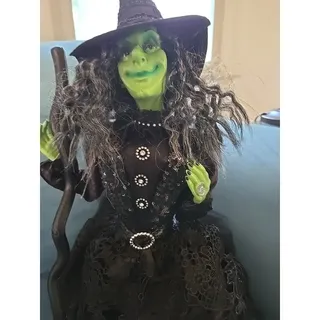 Photo of Broomstick Blvd Halloween Sitting Witch Figure Decor Shelf Sitter 28"