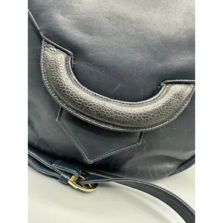Photo of Susan Gail Navy Blue Spanish Leather Vintage Shoulder Bag 10.5" x 9"