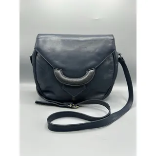 Photo of Susan Gail Navy Blue Spanish Leather Vintage Shoulder Bag 10.5" x 9"