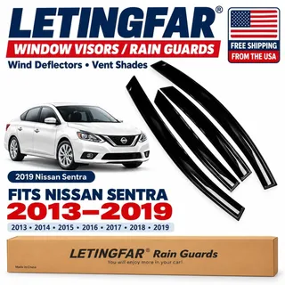 Photo of Tape-On Rain Guards for 2013-2019 Nissan Sentra Side Window Deflectors Vent Shad