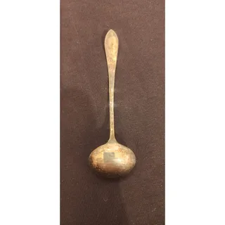 Photo of Vintage Silverplate Small Condiment Ladle Sauce Spoon Plain Handle 5.125 In