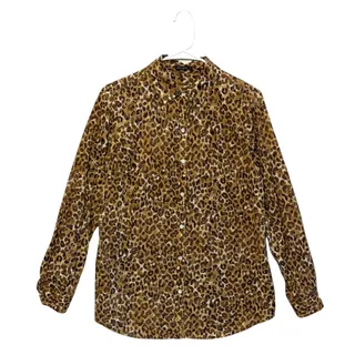 Photo of J. McLaughlin Cotton Leopard Print Button Front Shirt Women's Sz S Brown Tan