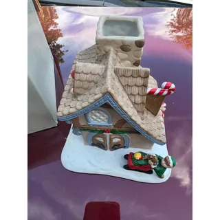 Photo of Partylite Christmas Village Candle Holder Santas Workshop Elves House Tea Light