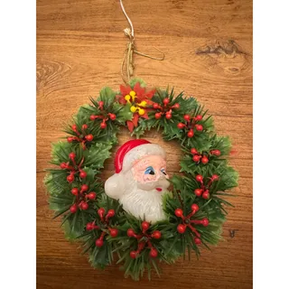 Photo of Vintage Santa Claus face wreath ornament 