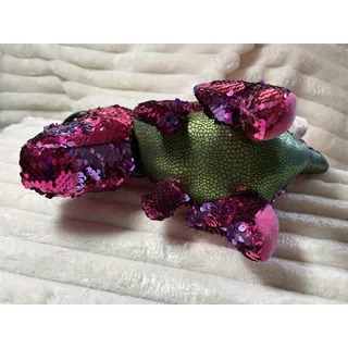 Photo of TY Flippables Sequin Stompy the Dinosaur 6" Plush Green Eyes Purple