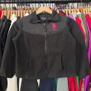 Photo of Vintage Y2K US Polo Assn. Kids Fleece Zip Up Black and Pink