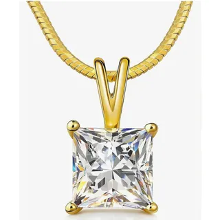 Photo of Impalsory 1CT Princess Cut Moissanite Necklace 925 Silver 18K Gold Plated. NEW