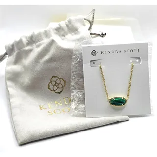 Photo of Kendra Scott Elisa Pendant Necklace 14K Gold-Plated Green Malachite - New