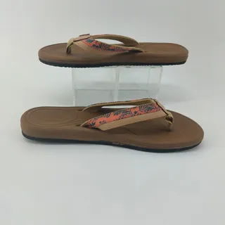 Photo of Hi Tide Flip Flop Size 10 Sandals XH-0521-10 Coral Green Hawaiian Print