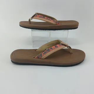 Photo of Hi Tide Flip Flop Size 10 Sandals XH-0521-10 Coral Green Hawaiian Print