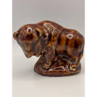 Photo of Wade England, Vintage Miniature Bison Buffalo Figurine, Porcelain Animal Trinket