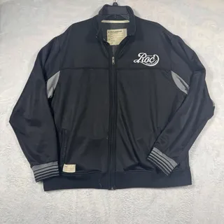 Photo of Rocawear R+ Track Jacket Mens 2XL Black Gray Full Zip Y2K Hip Hop Streetwear