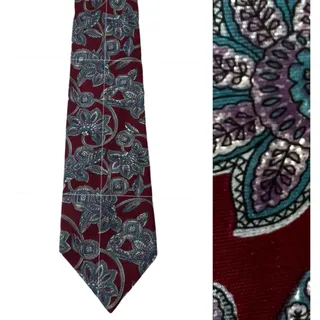Photo of Christian Dior Monsieur tie burgundy red wine teal floral textured necktie