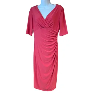 Photo of Lauren Ralph Lauren Red Ruched Faux-Wrap Dress - Size 4