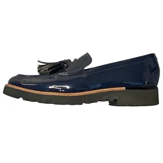 Photo of Franco Sarto Loafer Women Sz 8 Blue Carolyn Patent Leather Tassel