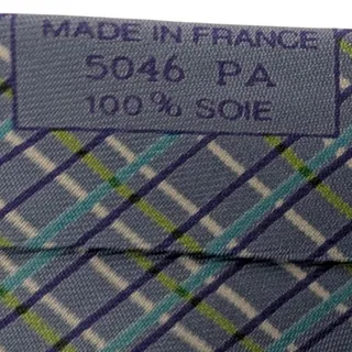 Photo of Vintage Hermès 100% Silk Men's Blue Tie With Multicolor Geometric Designs