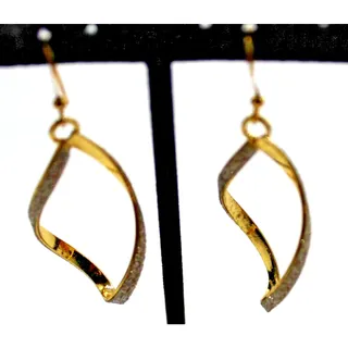 Photo of Sparkle Dust Twisted Hoop Earrings • Goldtone • Classic & Simple • Drop • Hook