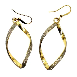 Photo of Sparkle Dust Twisted Hoop Earrings • Goldtone • Classic & Simple • Drop • Hook