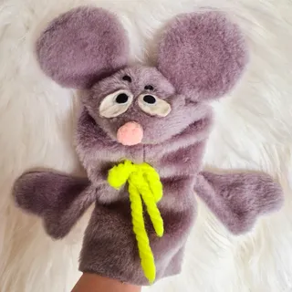 Photo of Vintage 1977 Russ Berrie Gray Mouse Hand Puppet Stuffed Animal Toy Munchie