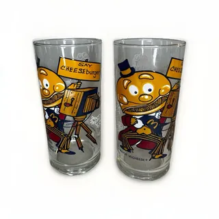 Photo of Vintage 1977 McDonalds Action Series Glass Lot 2 Mayor McCheese Tumblers⁠