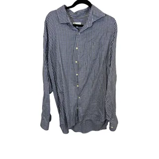 Photo of Peter Millar Men's XXL Classic Fit Blue Plaid Cotton Button Down Dress Shirt