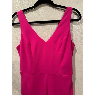 Photo of NWT Crystal Sky Hot Pink V-neck Straight Leg Pant Jumpsuit Sz L