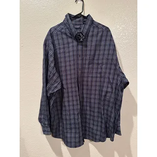 Photo of Roundtree & Yorke Navy Plaid Dress Button Down Shirt sz 3X
