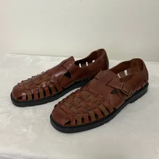 Photo of Stacy Adams Brown Leather Woven Fisherman Sandals Huarache Men's Size 10.5 M