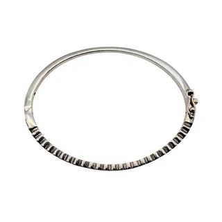 Photo of Vintage Judith Jack Art Deco 850 Pave Marcasite Oval Hinged Bangle Bracelet