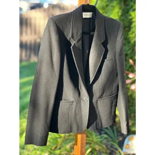Photo of Wool Blazer Evan Picone Black Womens Size Small Classic Tailored Jacket