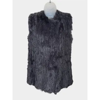 Photo of DOLCE CABO Grey Rabbit Fur Vest Medium Real Fur Hook Closure Luxe Glam