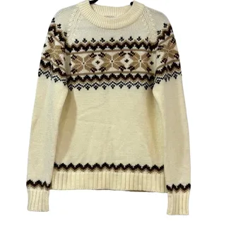 Photo of VINTAGE Fair Isle Nordic Sweater Cream & Brown Knit Broadway Taiwan Men's Size M