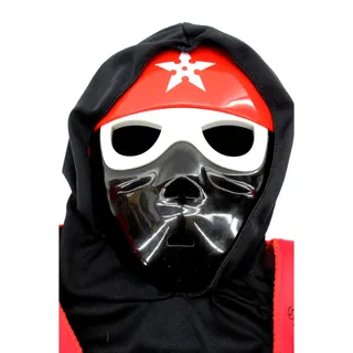 Photo of Boys Red And Black Ninja Cosplay Halloween Costume Flashing Lighted Mask Video