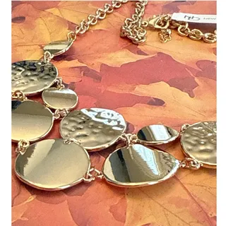 Photo of NWT New Directions Core Gold Tone Statement Necklace Hammered Smooth