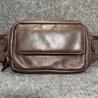 Photo of Ronson Brown Leather Waist Bag Fanny Pack Multi Pocket Crossbody Chest Purse USA