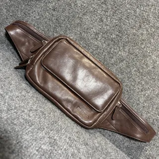 Photo of Ronson Brown Leather Waist Bag Fanny Pack Multi Pocket Crossbody Chest Purse USA