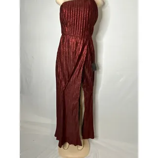 Photo of Lulus Red Metallic Wrap Front formal wrap front maxi dress prom NWT