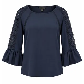 Photo of Banana Republic Women’s Small Navy Lace Trim Bell Sleeve Blouse Boho  Romantic
