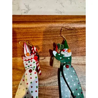 Photo of vintage hand-painted wooden clown Christmas ornaments folk-art style 80s 70s