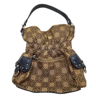 Photo of Kathy Van Zeeland Satchel Handbag Navy Blue Gold Silver Hardware Y2K McBling Bag