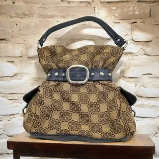 Photo of Kathy Van Zeeland Satchel Handbag Navy Blue Gold Silver Hardware Y2K McBling Bag