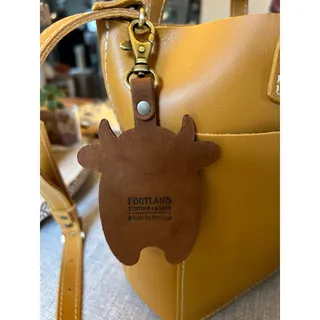 Photo of Portland Leather Cow Purse Charm Portland Leather Rufus Farm Keychain NEW